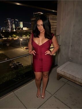 House of CB Burgundy Bandage Dress
